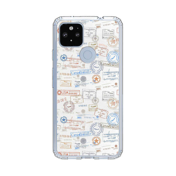 Vintage Passport Stamps Pattern Google Pixel 4a 5G Case