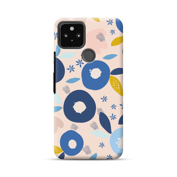 Abstract Floral Pattern with Blue, Pink and Mustard Flowers Google Pixel 4a 5G Hard Case
