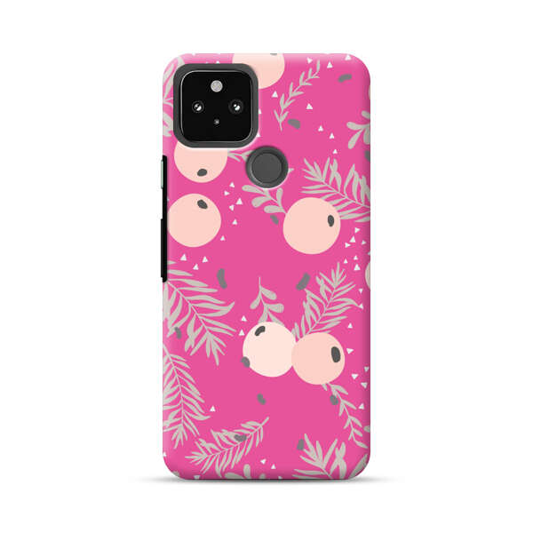 Berries Floral Pattern Pink Background Google Pixel 4a 5G Hard Case