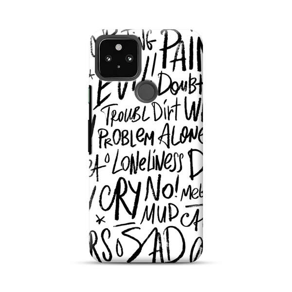 Black and White Negative Words Pattern Google Pixel 4a 5G Hard Case