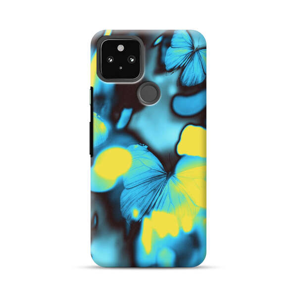 Blue Butterflies Glowing Abstract Background Google Pixel 4a 5G Hard Case