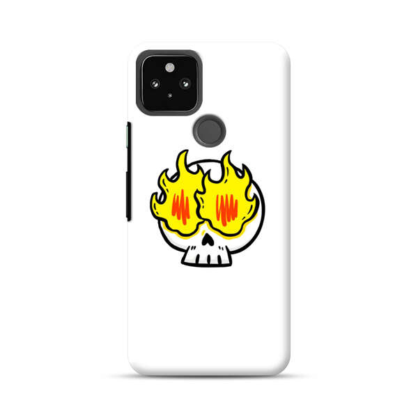 Cartoon Skull with Flames Google Pixel 4a 5G Hard Case