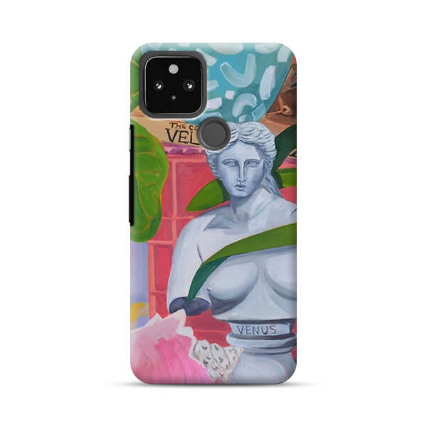 Classical Venus Bust with Green Leaves and Vibrant Vases Google Pixel 4a 5G Hard Case