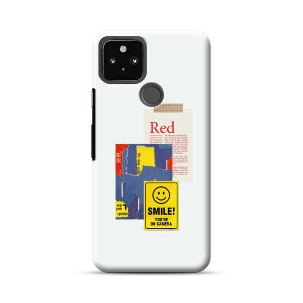 Collage Torn Paper Smiley Face Yellow Sign Google Pixel 4a 5G Hard Case