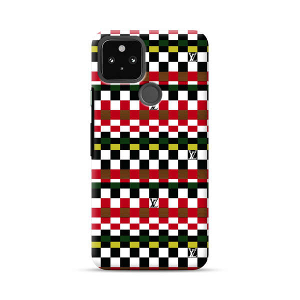 Colorful Checkerboard Stripes Pattern Google Pixel 4a 5G Hard Case