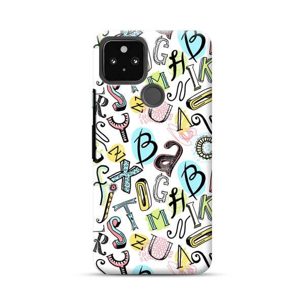 Colorful Scattered Alphabet Letters Pattern Google Pixel 4a 5G Hard Case