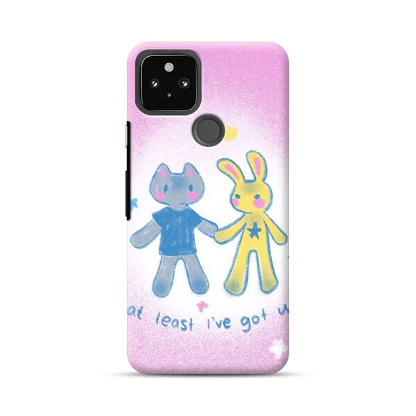 Cute Cat and Rabbit Holding Hands Google Pixel 4a 5G Hard Case
