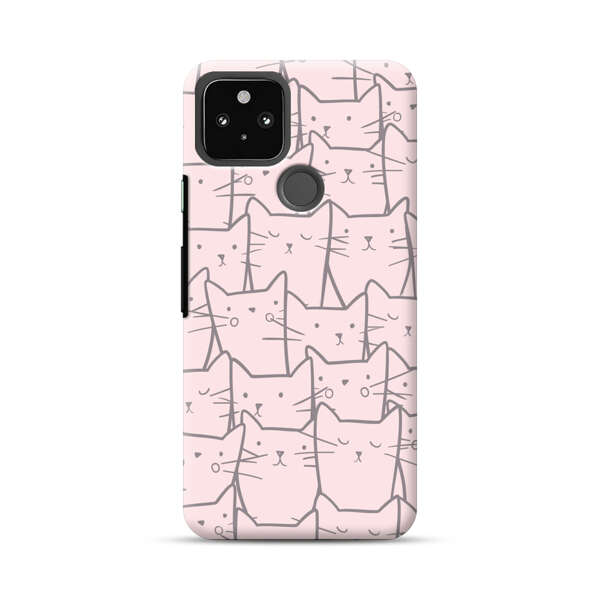 Cute Hand Drawn Cat Pattern Google Pixel 4a 5G Hard Case