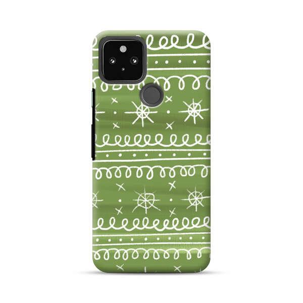 Green White Stars Loop Pattern Google Pixel 4a 5G Hard Case