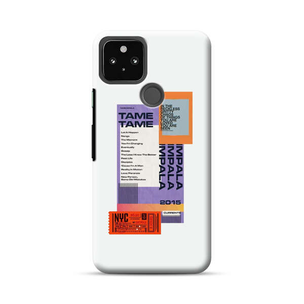 Modern Graphic Collage with Typography and Ticket Elements Google Pixel 4a 5G Hard Case