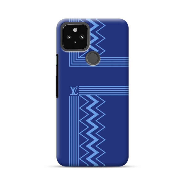 Stylish Geometric Zigzag Pattern in Blue Google Pixel 4a 5G Hard Case