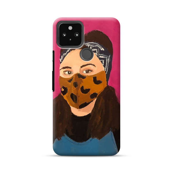Woman Leopard Print Face Mask Google Pixel 4a 5G Hard Case