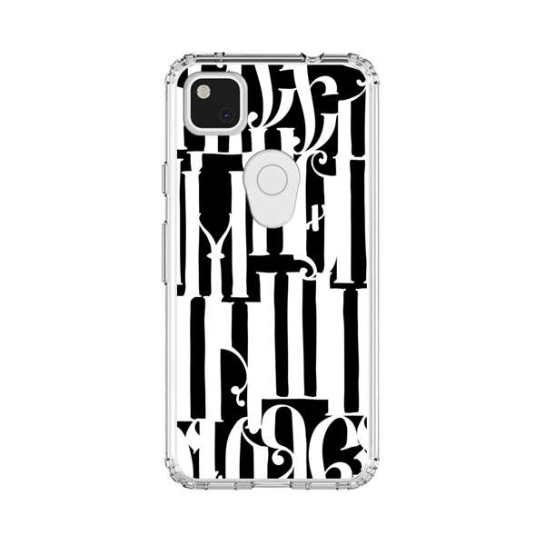 Abstract Black and White Pattern with Ornamental Letters Google Pixel 4a Case