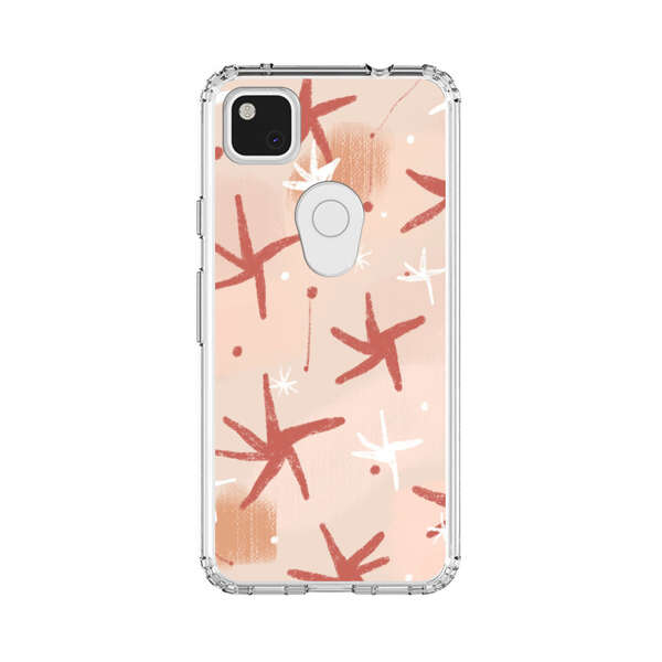 Abstract Star Pattern Red and White on Beige Background Google Pixel 4a Case