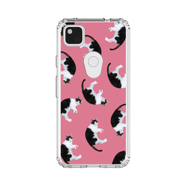 Black and White Cats Pattern on Pink Background Google Pixel 4a Case