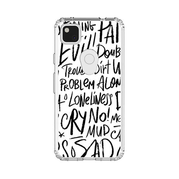 Black and White Negative Words Pattern Google Pixel 4a Case