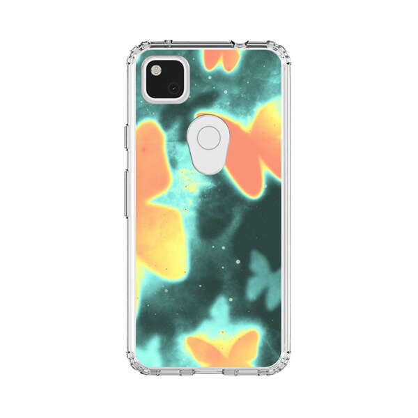 Bright Glowing Orange Butterflies Blue Background Google Pixel 4a Case
