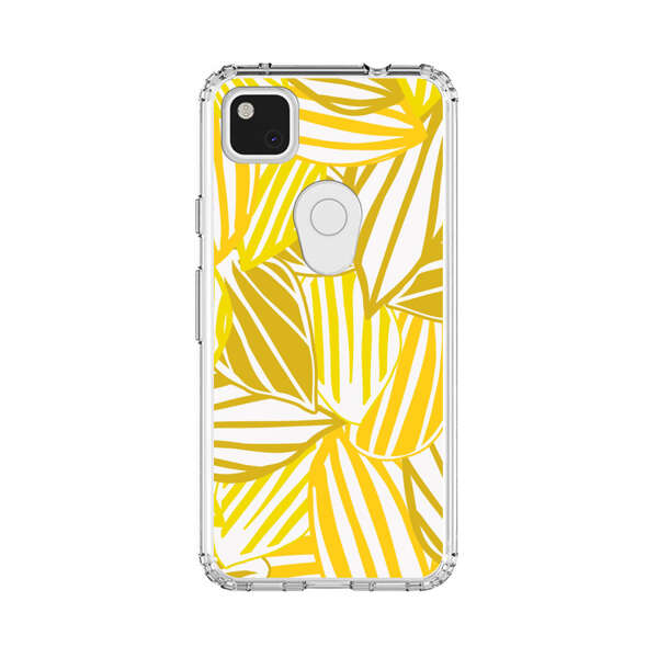 Bright Yellow Striped Tropical Leaves Pattern Google Pixel 4a Case