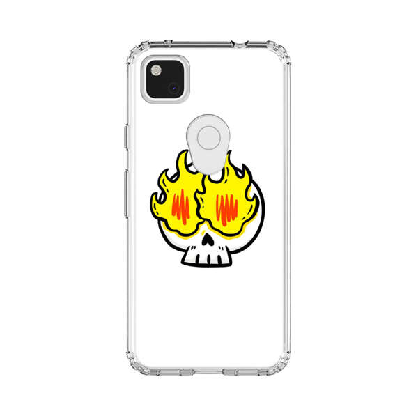 Cartoon Skull with Flames Google Pixel 4a Case
