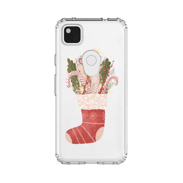 Christmas Stocking with Gifts and Candy Canes Google Pixel 4a Case