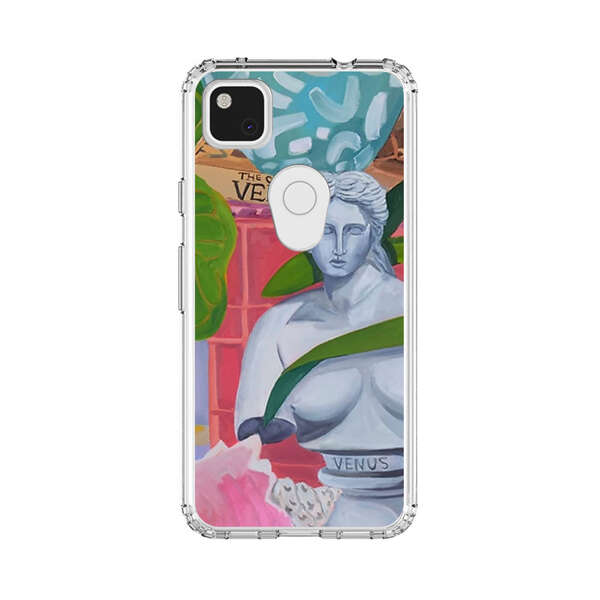 Classical Venus Bust with Green Leaves and Vibrant Vases Google Pixel 4a Case