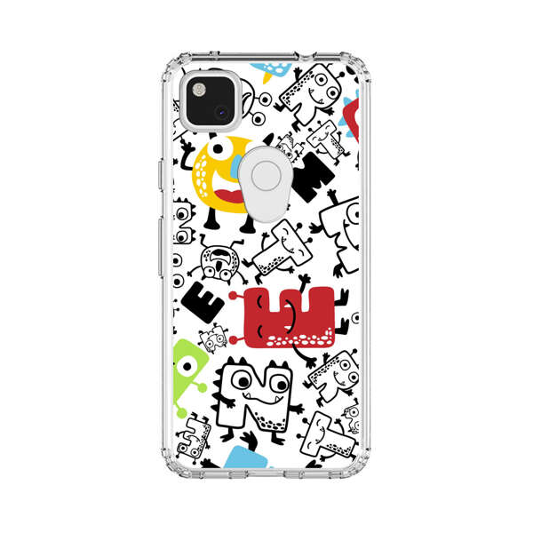 Colorful Cartoon Monsters Letters Pattern Google Pixel 4a Case