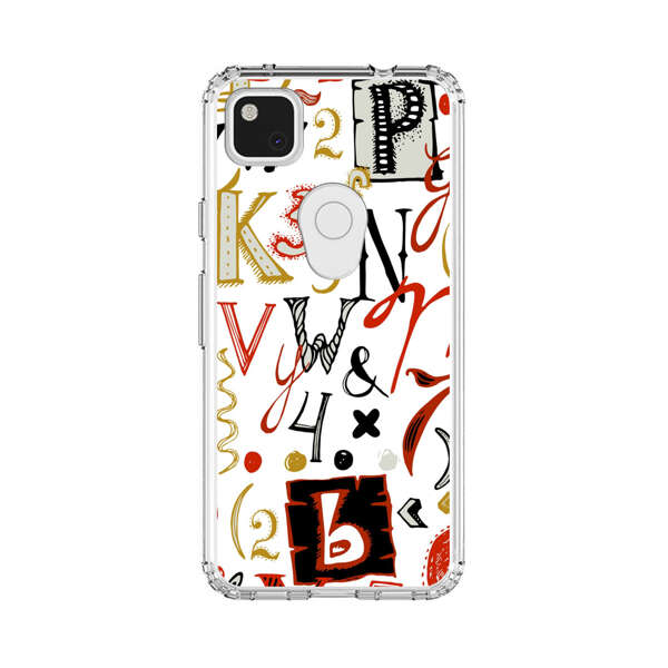 Colorful Hand Drawn Letters and Numbers Pattern Google Pixel 4a Case