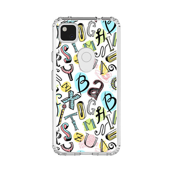 Colorful Scattered Alphabet Letters Pattern Google Pixel 4a Case