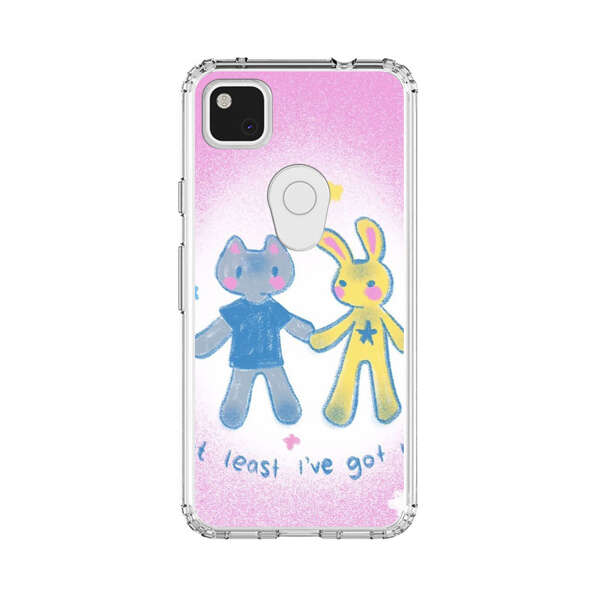 Cute Cat and Rabbit Holding Hands Google Pixel 4a Case