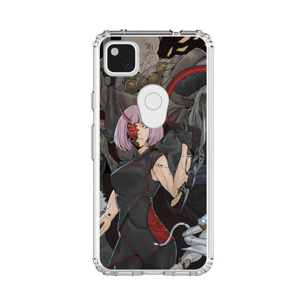 Futuristic Cyberpunk Warriors and Robotic Cat in Dynamic Pose Google Pixel 4a Case