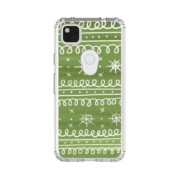 Green White Stars Loop Pattern Google Pixel 4a Case