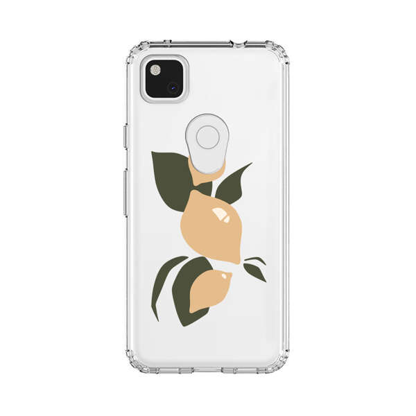 Minimalistic Beige Lemons with Green Leaves Google Pixel 4a Case