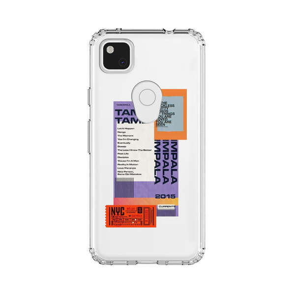 Modern Graphic Collage with Typography and Ticket Elements Google Pixel 4a Case