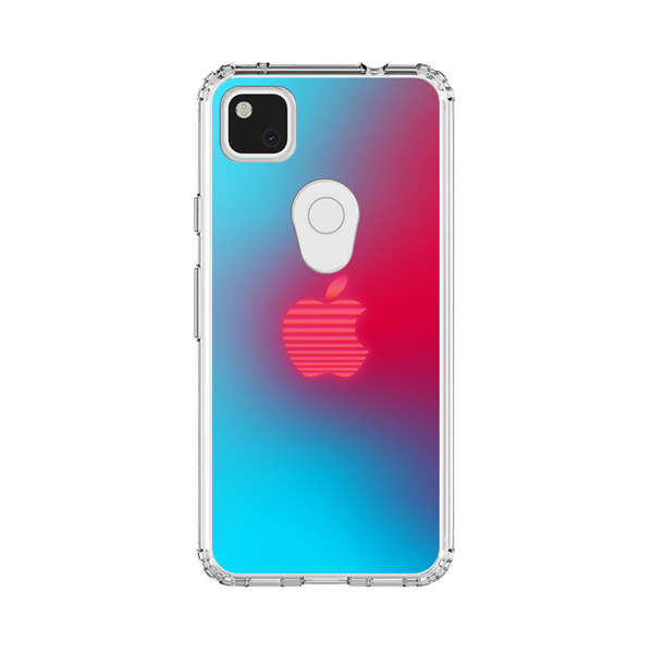 Neon Striped Apple Logo Gradient Background Google Pixel 4a Case