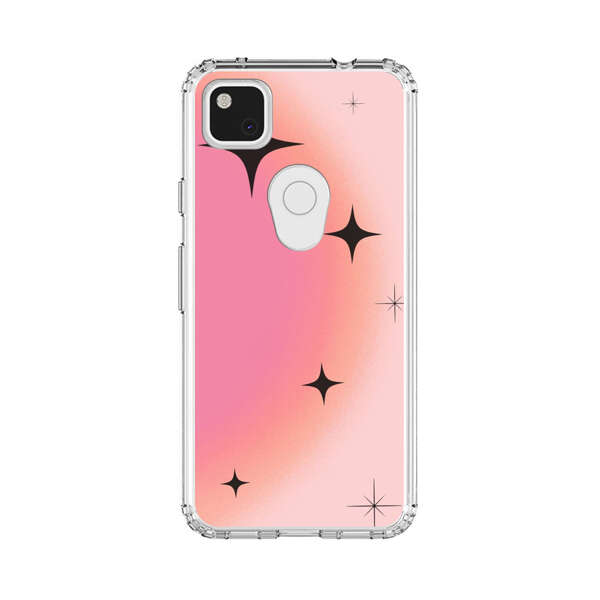Pink Peach Gradient with Black Stars Google Pixel 4a Case