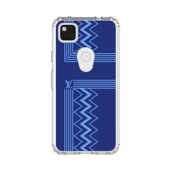 Stylish Geometric Zigzag Pattern in Blue Google Pixel 4a Case