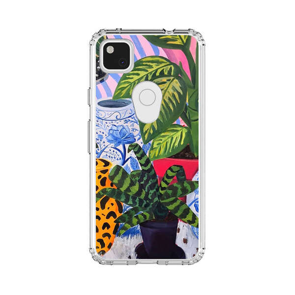 Vibrant Tropical Plants and Decorative Vases Google Pixel 4a Case