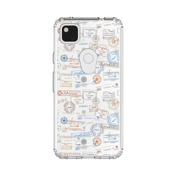 Vintage Passport Stamps Pattern Google Pixel 4a Case