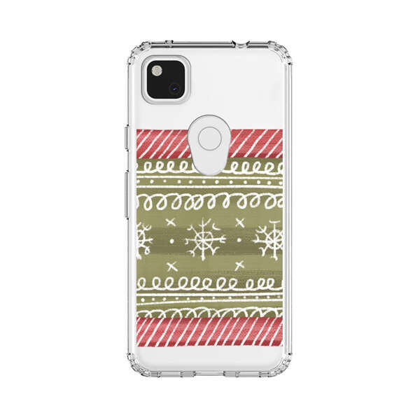 Winter Pattern with Snowflakes and Red Stripes Google Pixel 4a Case