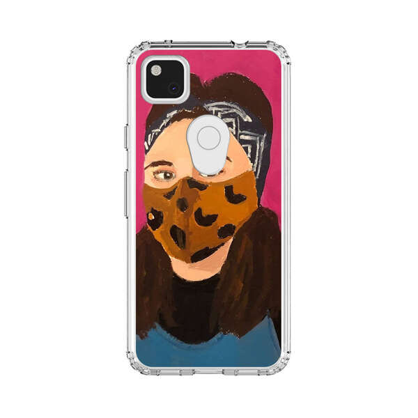 Woman Leopard Print Face Mask Google Pixel 4a Case