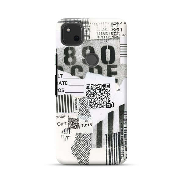 Abstract Collage Torn Paper Barcodes Google Pixel 4a Hard Case