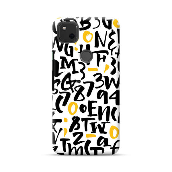 Abstract Typography Letter Number Pattern Google Pixel 4a Hard Case