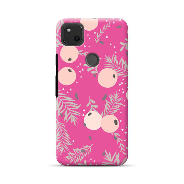 Berries Floral Pattern Pink Background Google Pixel 4a Hard Case