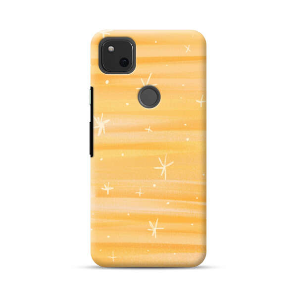 Bright Orange Star Pattern Google Pixel 4a Hard Case
