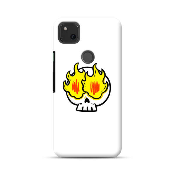 Cartoon Skull with Flames Google Pixel 4a Hard Case