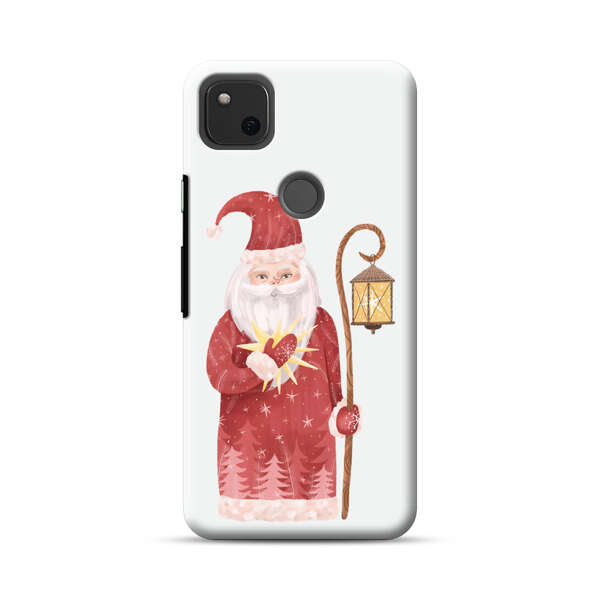 Charming Santa Claus Holding Glowing Heart and Lantern Google Pixel 4a Hard Case