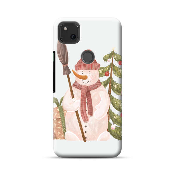 Charming Winter Snowman Illustration Google Pixel 4a Hard Case