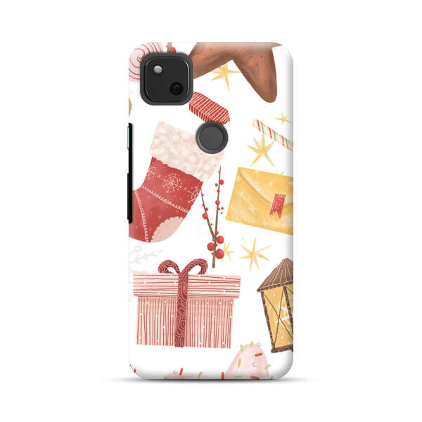 Christmas Festive Pattern with Gingerbread and Gifts Google Pixel 4a Hard Case