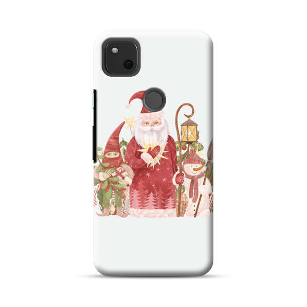 Christmas Santa Elf Snowman Festive Illustration Google Pixel 4a Hard Case