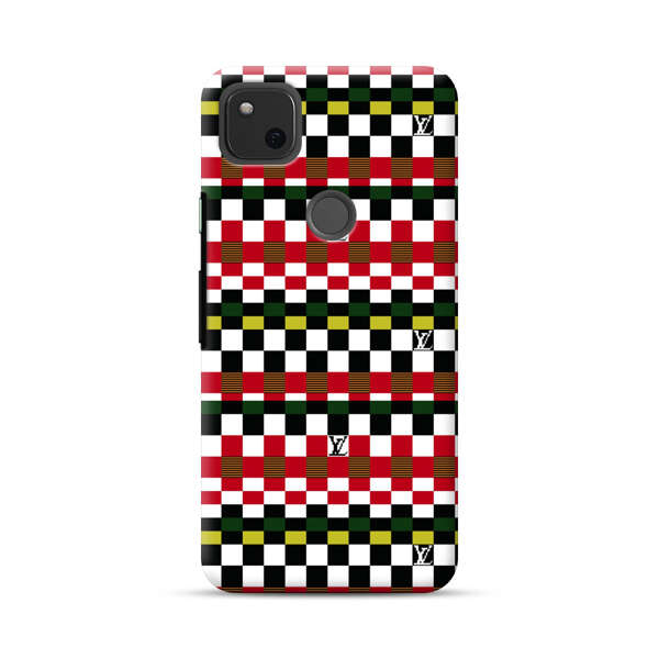 Colorful Checkerboard Stripes Pattern Google Pixel 4a Hard Case
